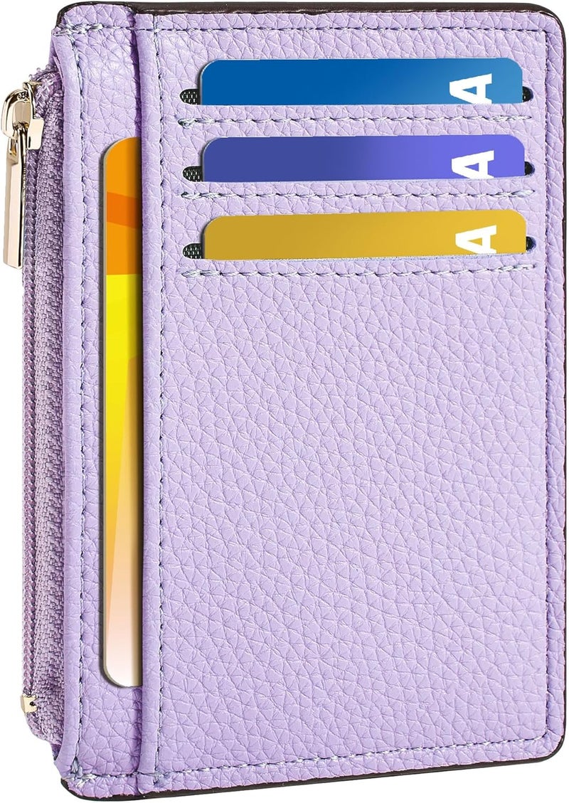 Tipmile Credit Card Holder for Women Slim Minimalist Front Pocket RFID Blocking Wallet Small Compact Card Case with ID Window, Lavender Purple - Image 1